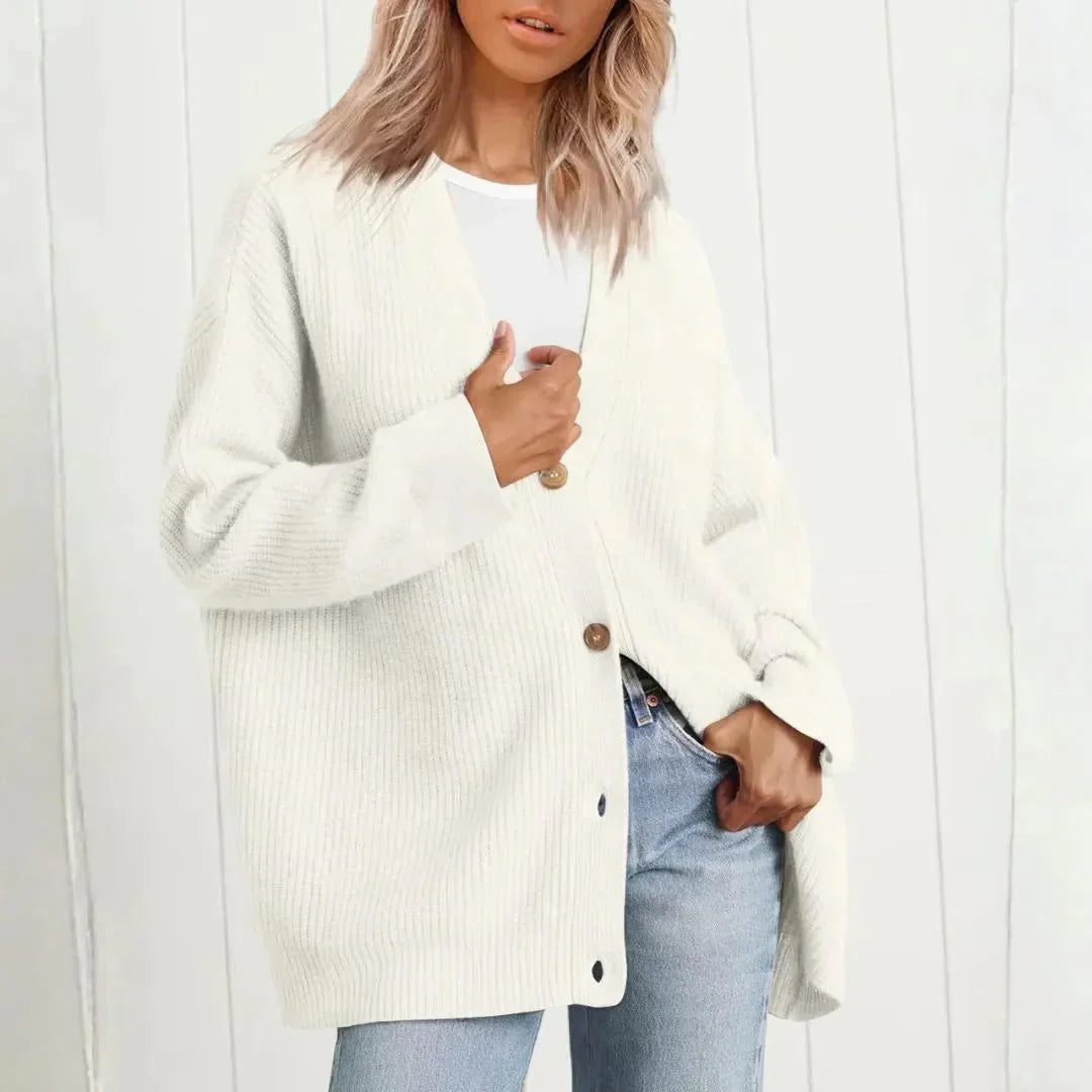 Women's Oversized Cardigan Ribbed Knit with Button Front | Longline