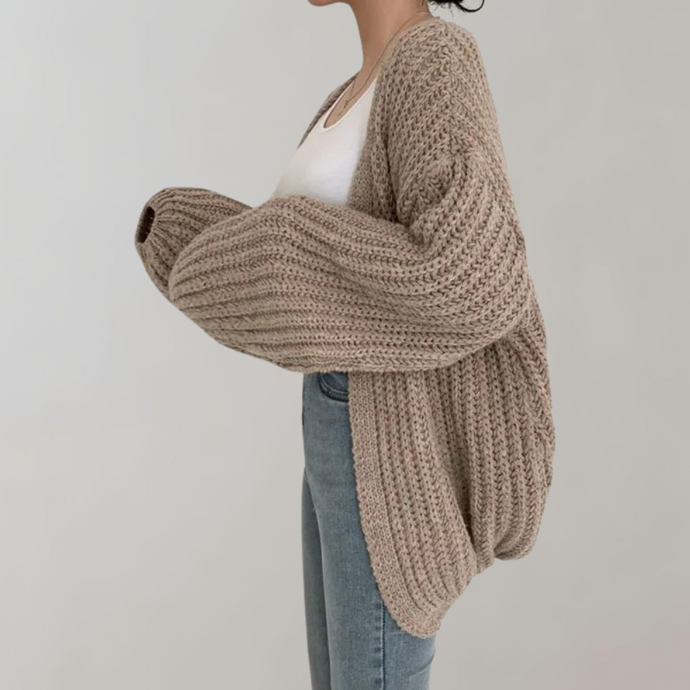 Women's Cardigan with Chunky Knit & Open Front | Oversized