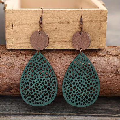 Vintage Cutout Leather Drop Earrings