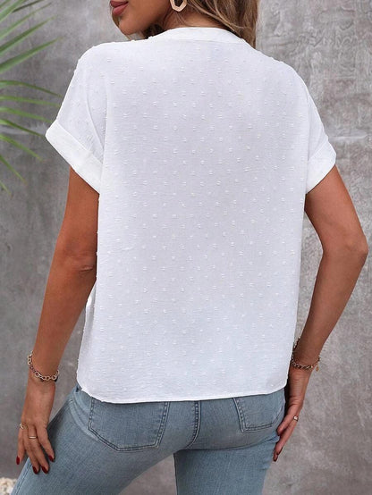 Leilani | Swiss Dot Vacation Blouse — Classic White