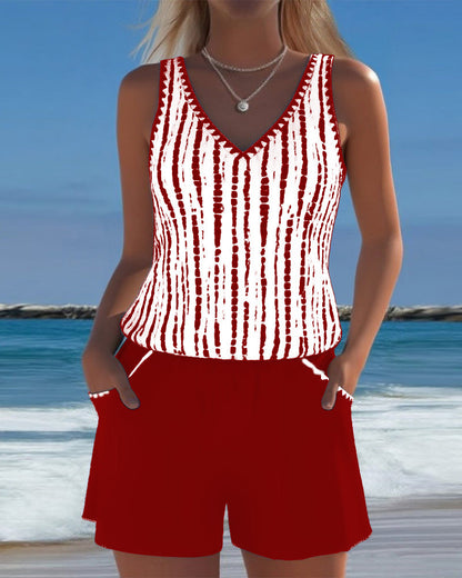 Leslie - Casual Tankini Shorts Set