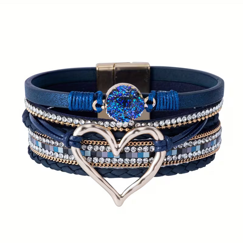 Bohemian Multi-Layer Heart Leather Bracelet