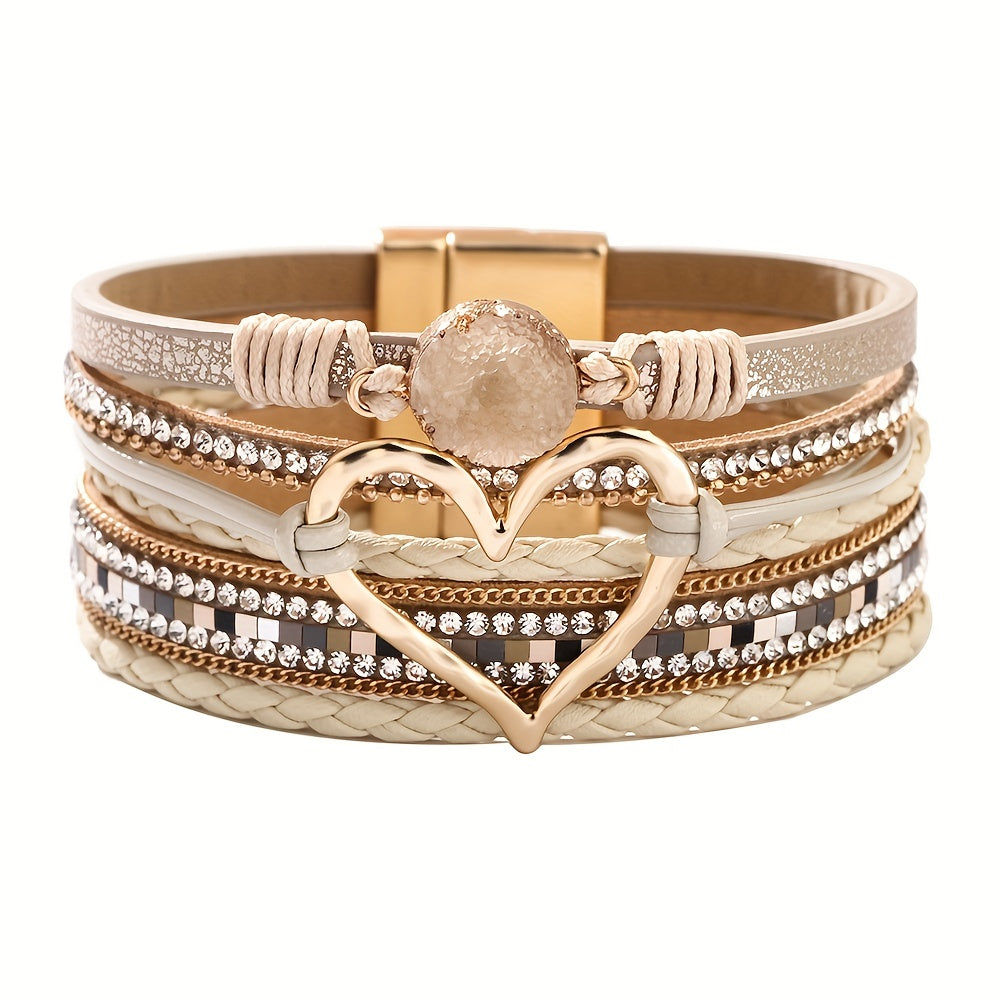 Bohemian Multi-Layer Heart Leather Bracelet
