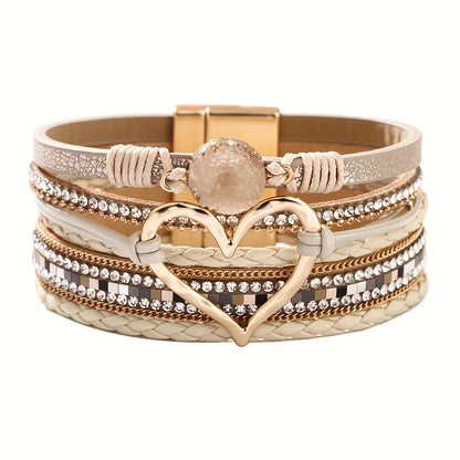 Bohemian Multi-Layer Heart Leather Bracelet