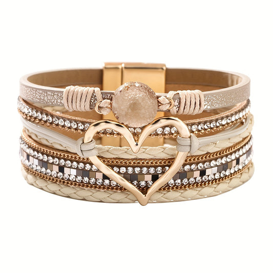 Bohemian Multi-Layer Heart Leather Bracelet