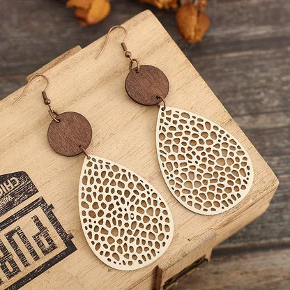 Vintage Cutout Leather Drop Earrings