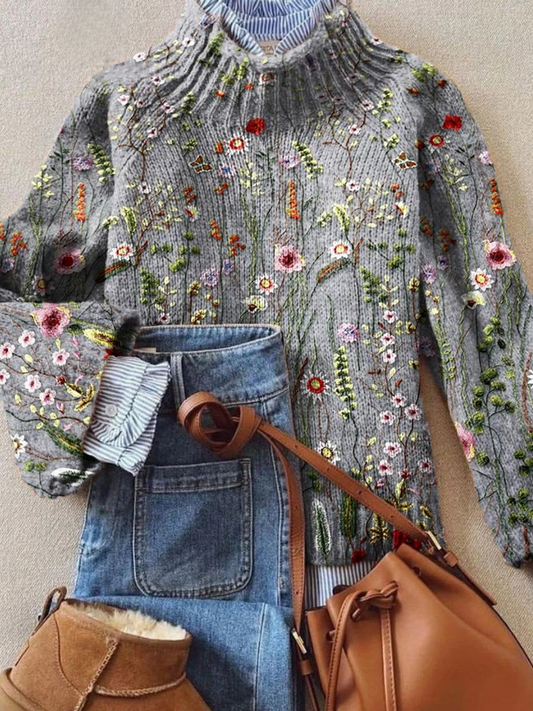 Abigail | Classic Floral Turtleneck Sweater