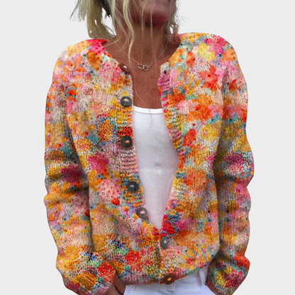Floral Print Buttoned Casual Cardigan
