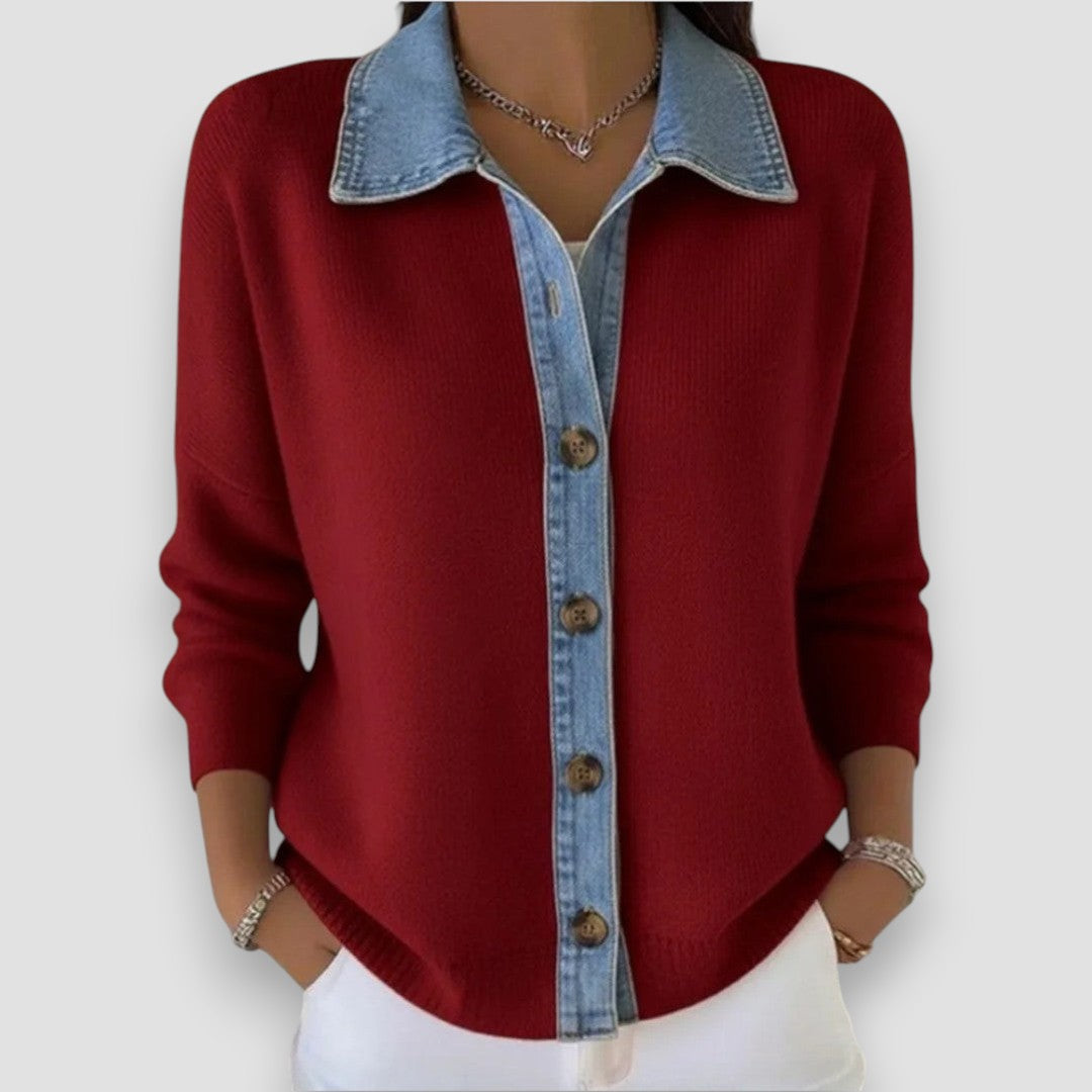 Athena | Denim Collar Knit Sweater