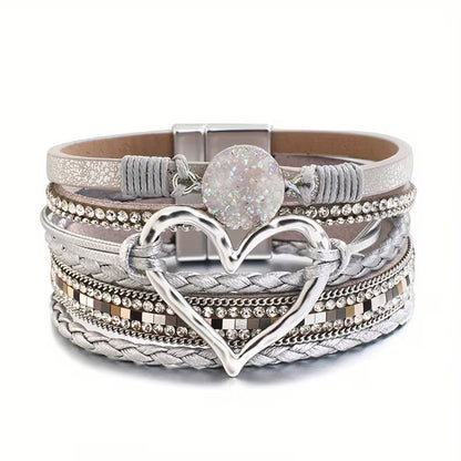 Bohemian Multi-Layer Heart Leather Bracelet