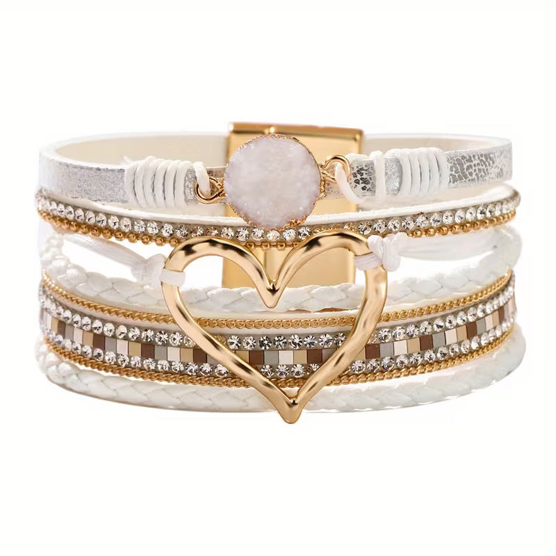 Bohemian Multi-Layer Heart Leather Bracelet
