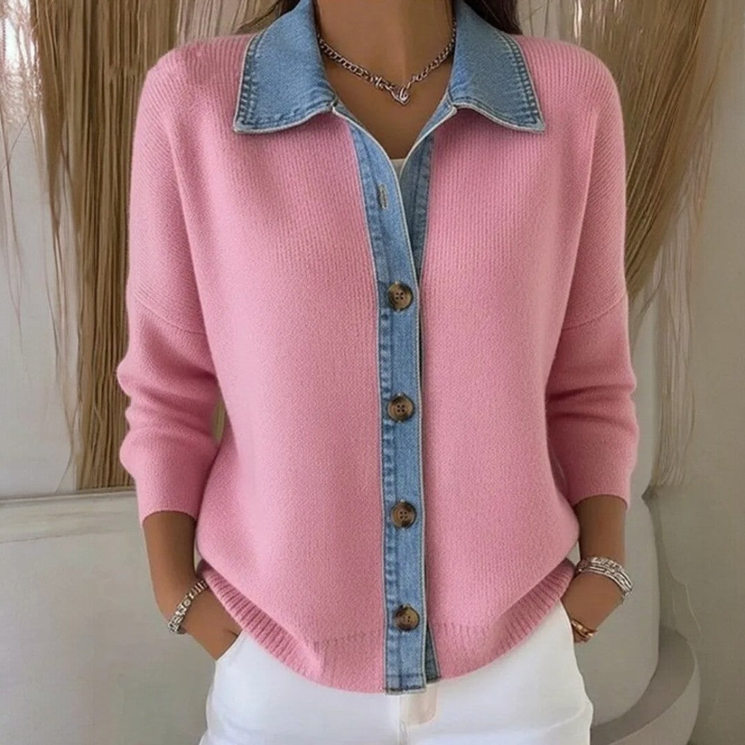 Athena | Denim Collar Knit Sweater