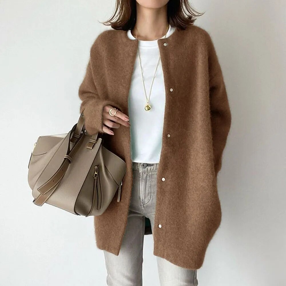 Women's Cardigan Knit Longline Oversized Button Up | Casual