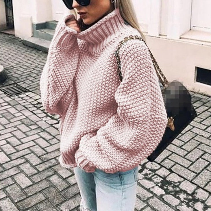 Women's Chunky Knitted Jumper Turtleneck | Oversized