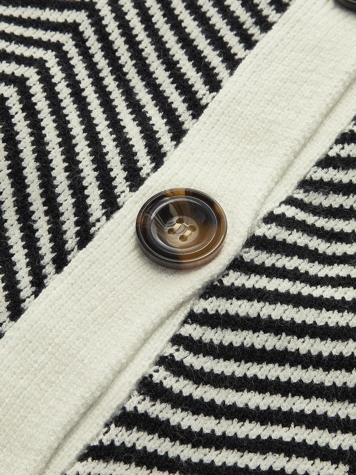 Women's Knit Cardigan with Chevron Stripes & V-Neck | Button Up