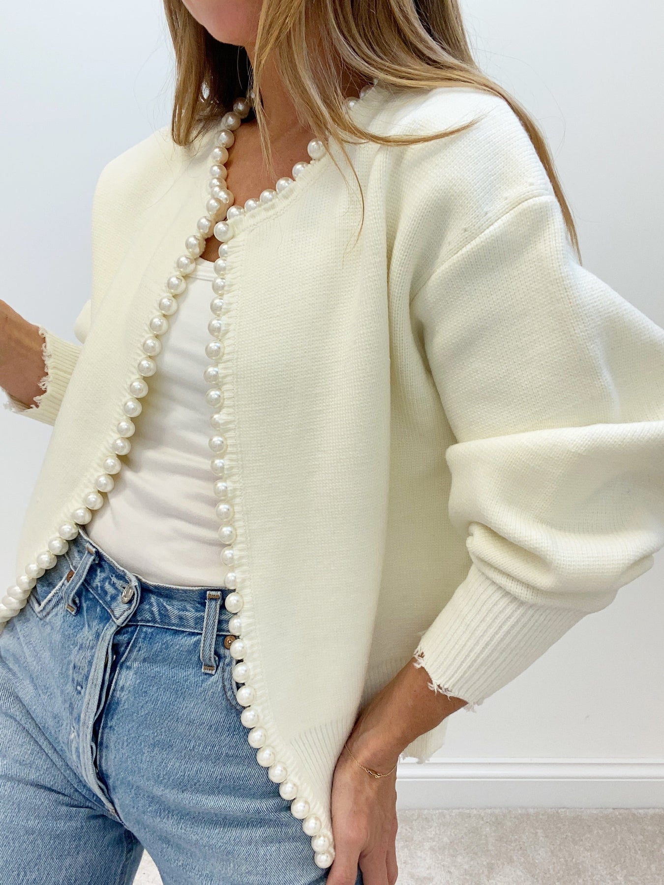Women's Knit Cardigan with Round Neck | Open Front