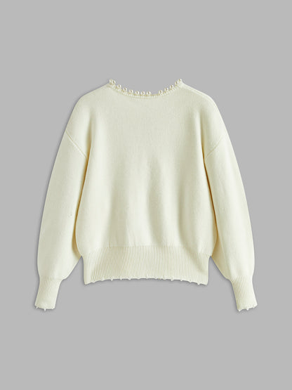 Women's Knit Cardigan with Round Neck | Open Front