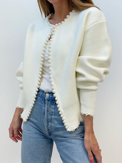 Women's Knit Cardigan with Round Neck | Open Front