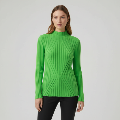 Women's Knitted Jumper Ribbed High Neck | Slim Fit