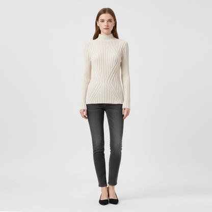 Women's Knitted Jumper Ribbed High Neck | Slim Fit