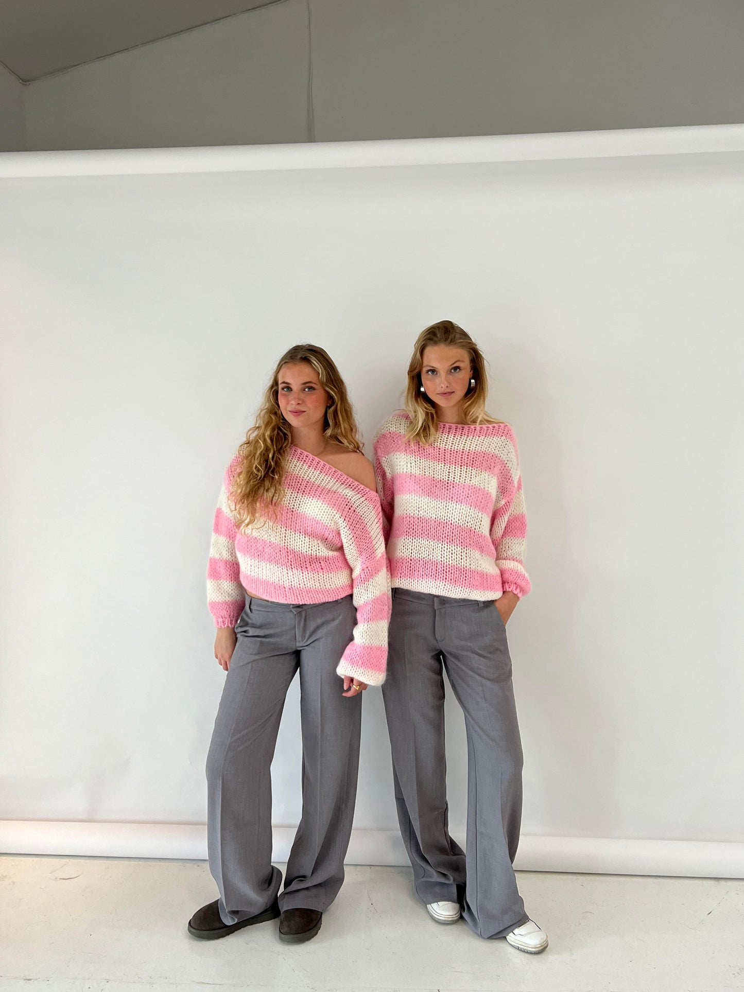 Women’s Knitted Jumper Striped Crew Neck | Oversized