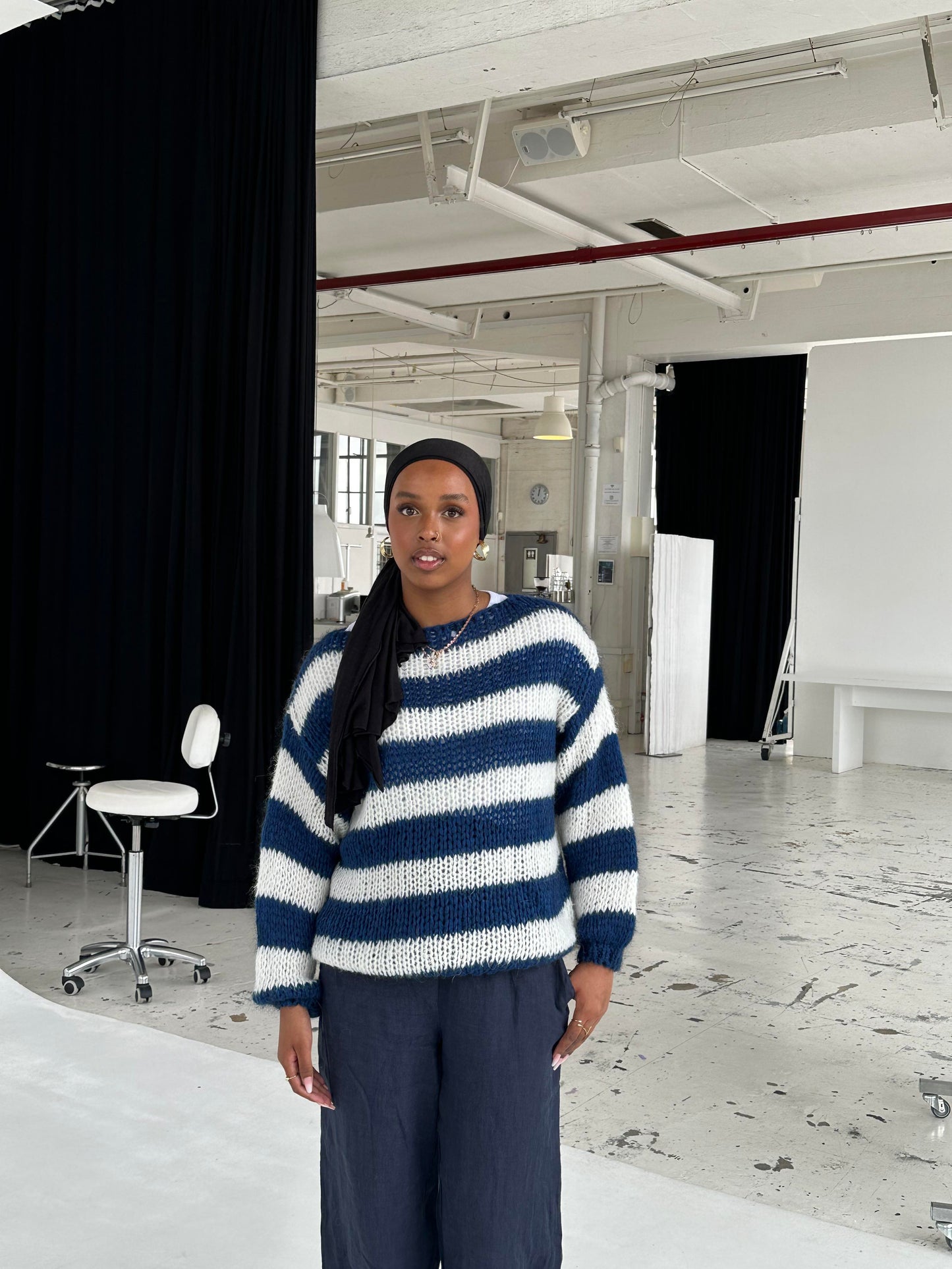 Women’s Knitted Jumper Striped Crew Neck | Oversized