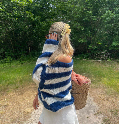 Women’s Knitted Jumper Striped Crew Neck | Oversized