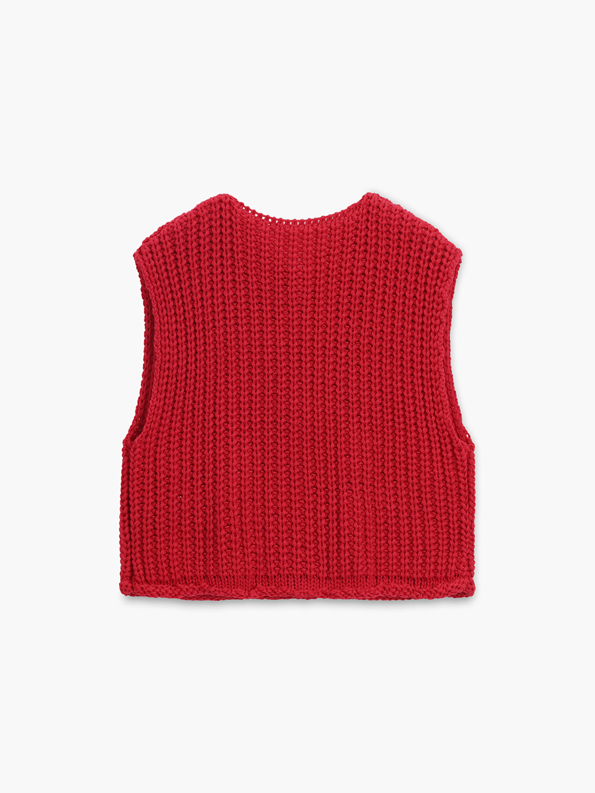 Women's Knitted Vest with Patch Pockets & Button Front | Cropped