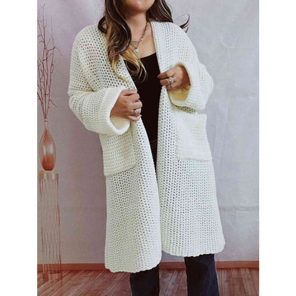 Women's Long Knit Cardigan with Pockets | Open Front