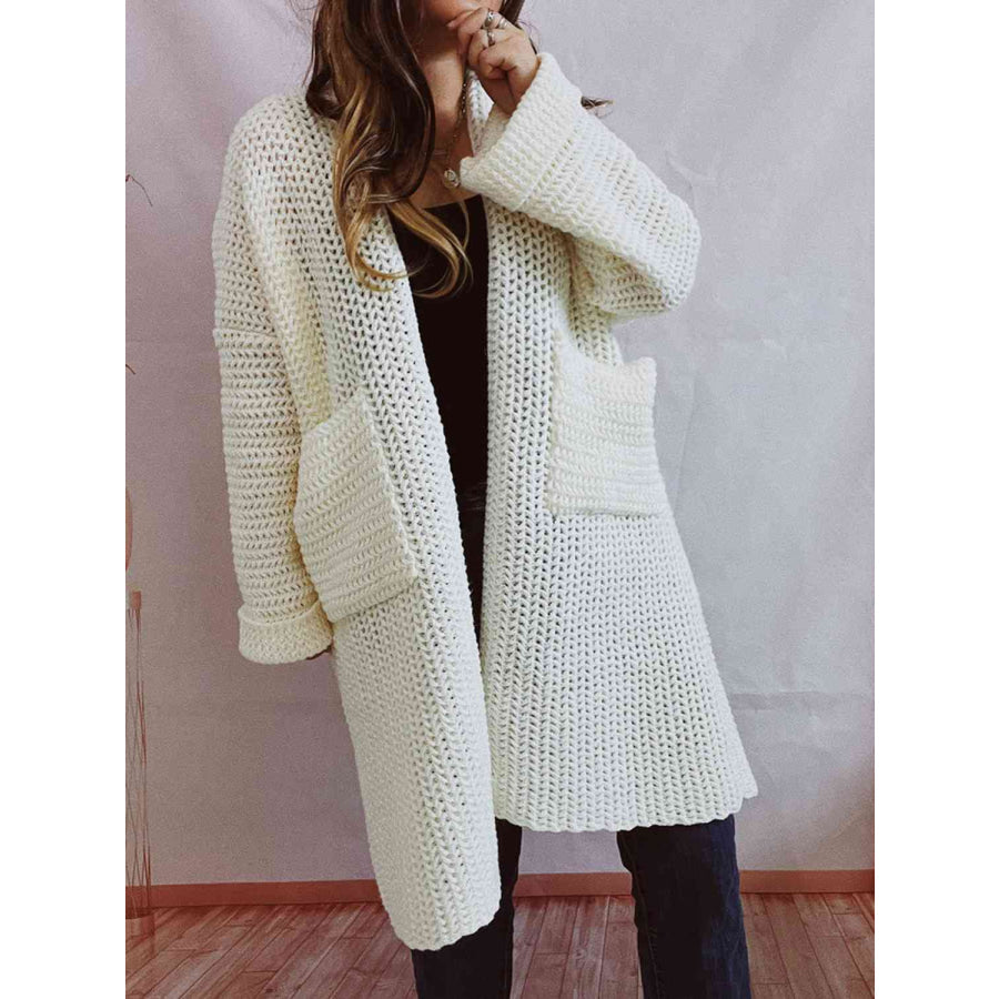 Women's Long Knit Cardigan with Pockets | Open Front