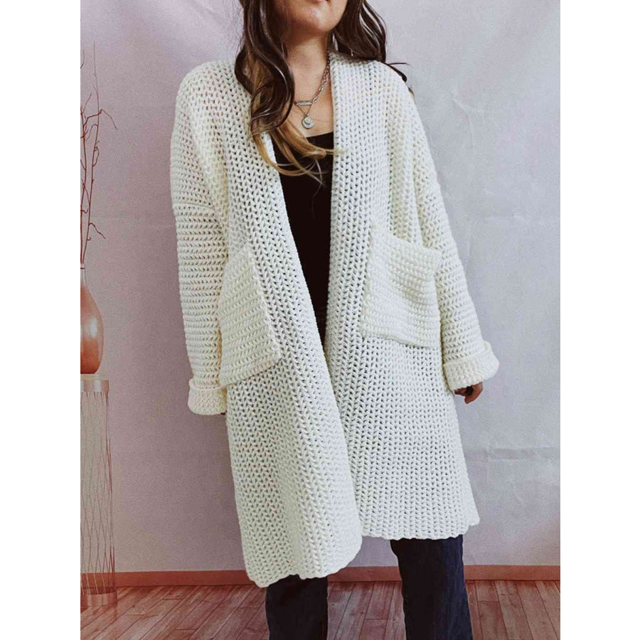 Women's Long Knit Cardigan with Pockets | Open Front