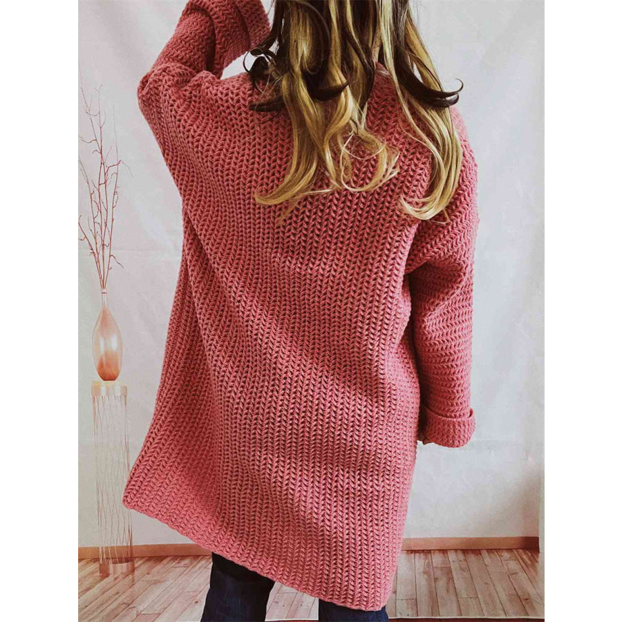 Women's Long Knit Cardigan with Pockets | Open Front