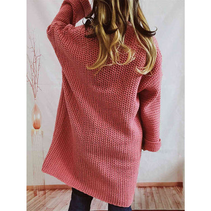Women's Long Knit Cardigan with Pockets | Open Front