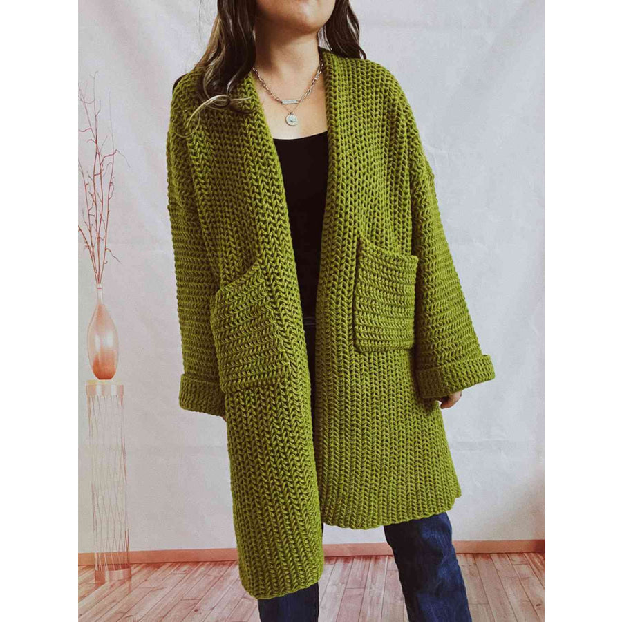 Women's Long Knit Cardigan with Pockets | Open Front