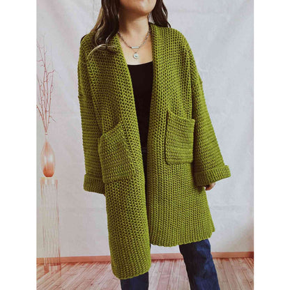 Women's Long Knit Cardigan with Pockets | Open Front