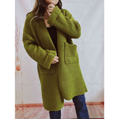 Women's Long Knit Cardigan with Pockets | Open Front