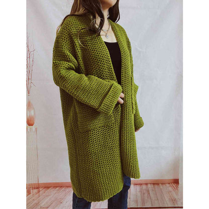 Women's Long Knit Cardigan with Pockets | Open Front
