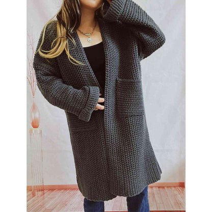 Women's Long Knit Cardigan with Pockets | Open Front