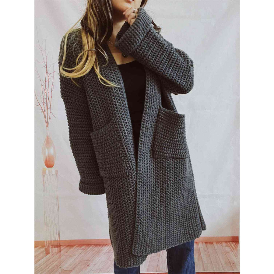 Women's Long Knit Cardigan with Pockets | Open Front