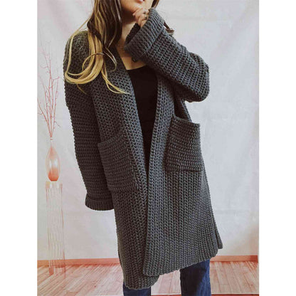 Women's Long Knit Cardigan with Pockets | Open Front