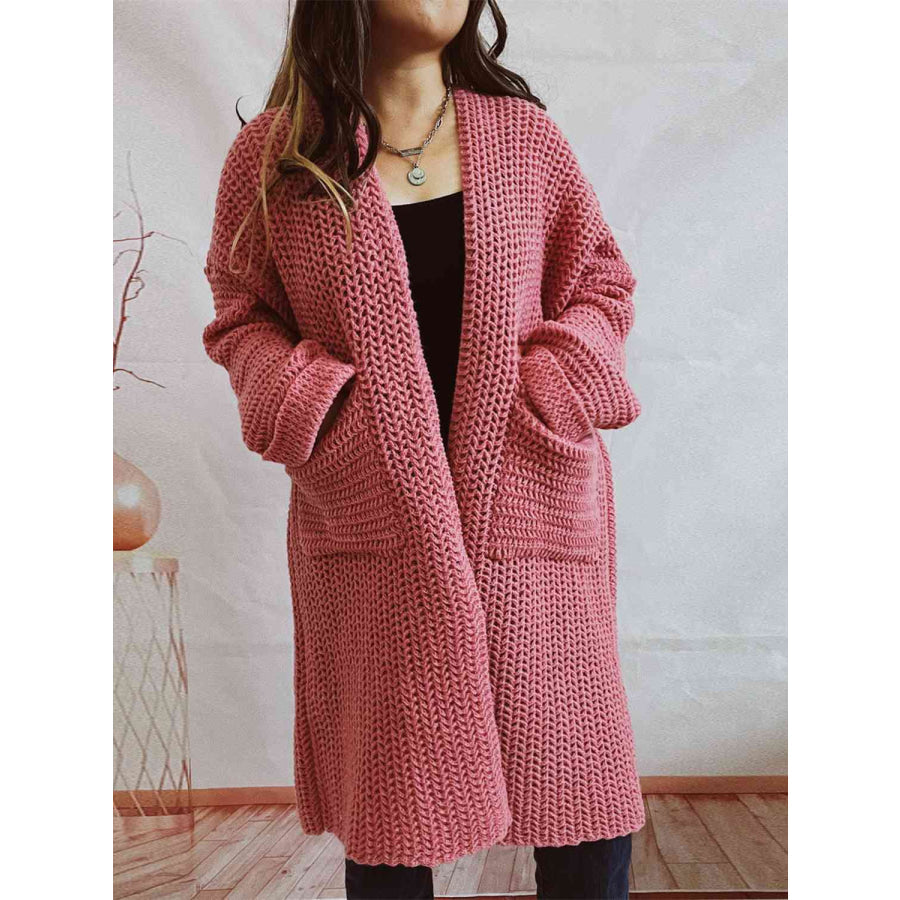 Women's Long Knit Cardigan with Pockets | Open Front
