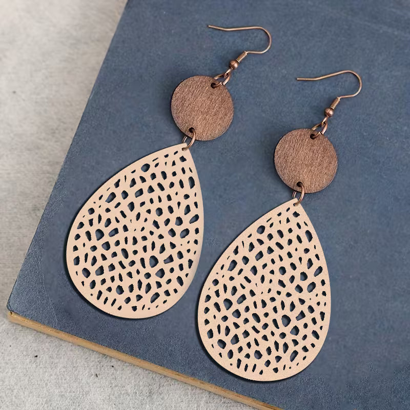 Vintage Cutout Leather Drop Earrings