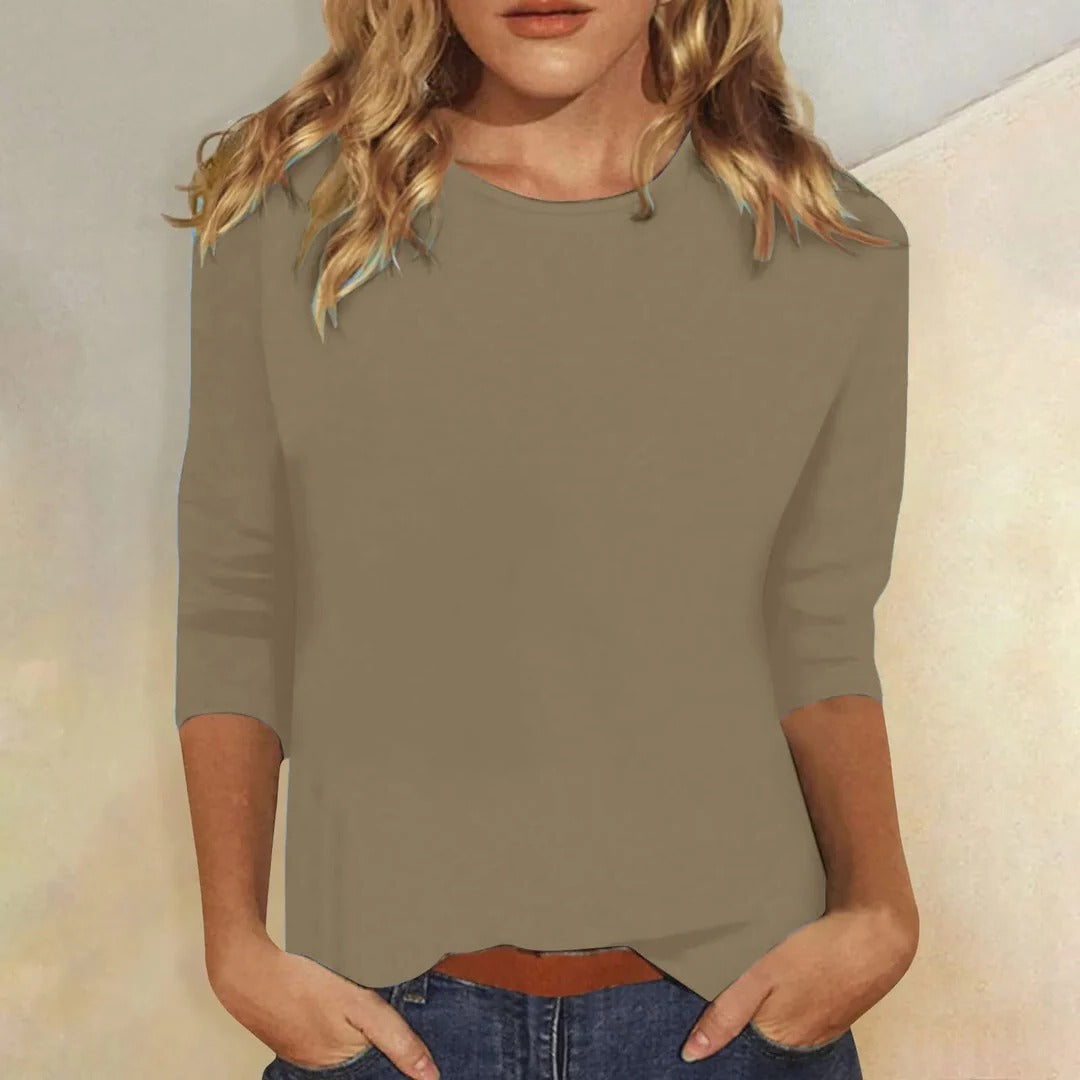 Stella | Women's Crew Neck 3/4 Sleeve Casual Everyday Top