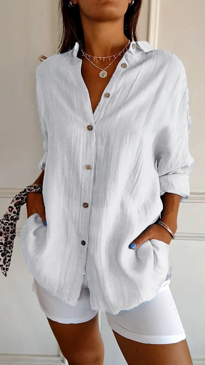 Sasha | Elegant Pleated Vacation Blouse — Summer Essential