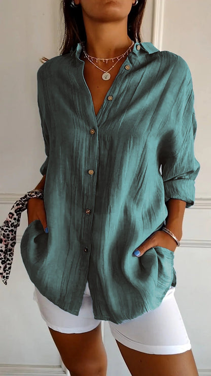 Sasha | Elegant Pleated Vacation Blouse — Summer Essential