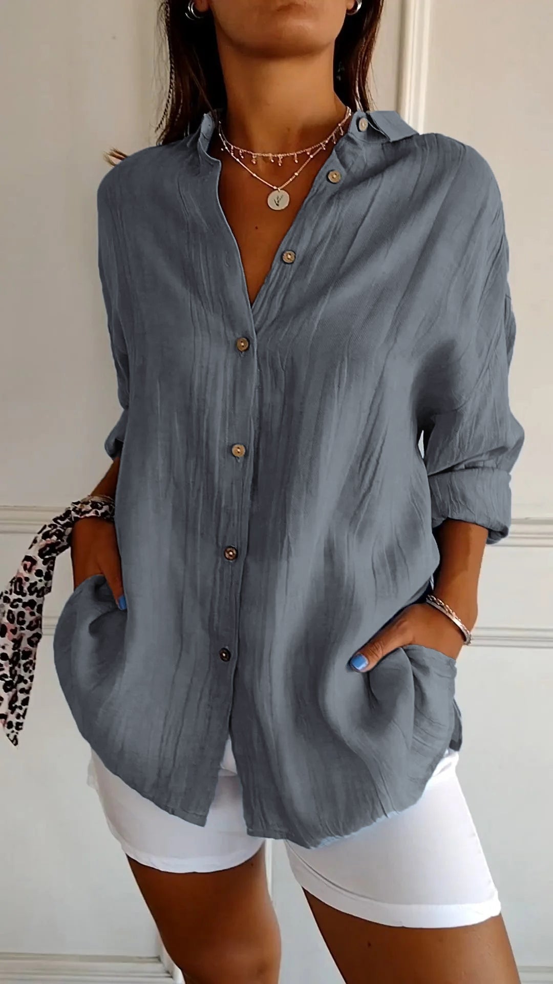 Sasha | Elegant Pleated Vacation Blouse — Summer Essential