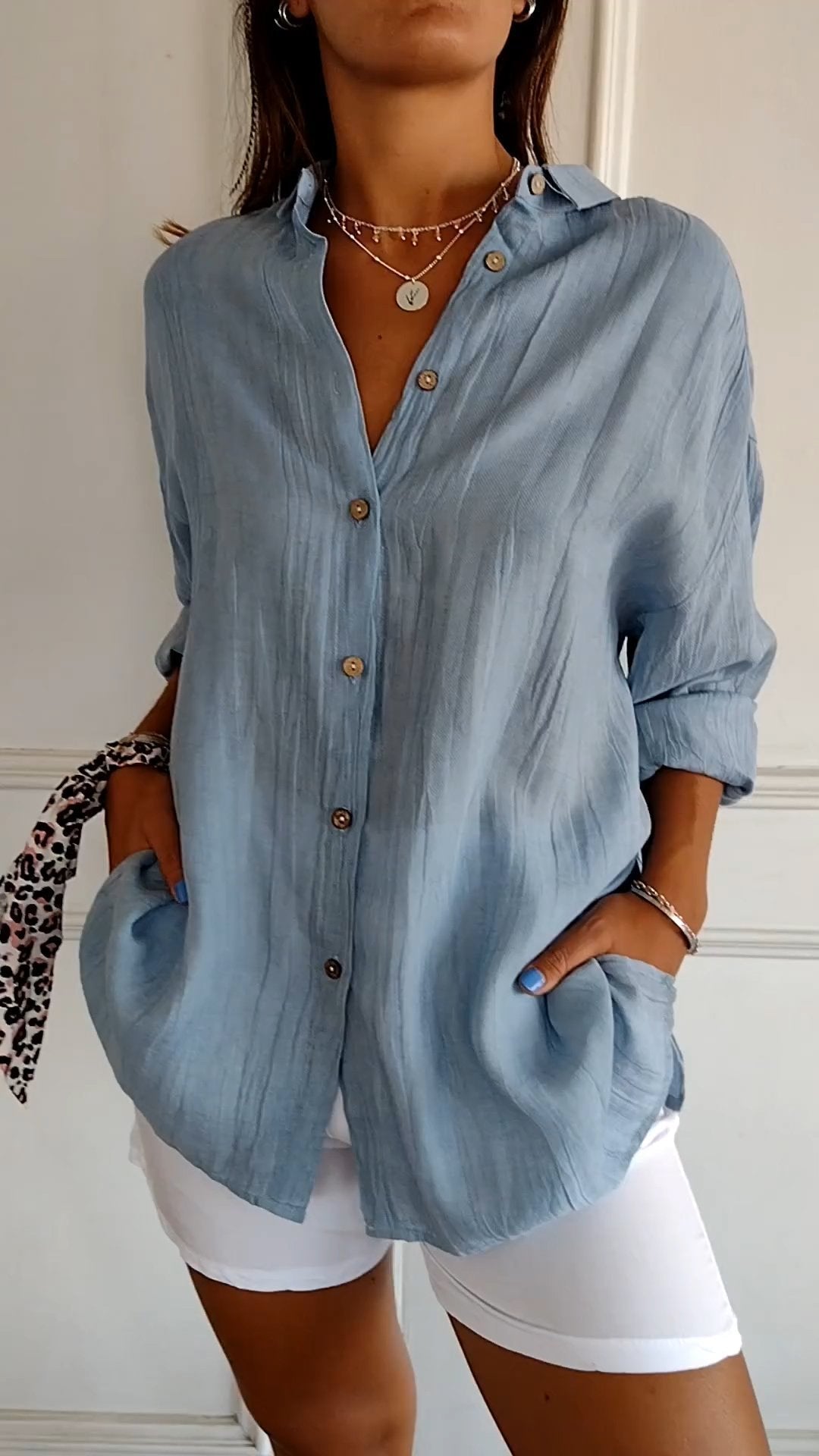 Sasha | Elegant Pleated Vacation Blouse — Summer Essential