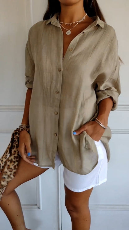 Sasha | Elegant Pleated Vacation Blouse — Summer Essential
