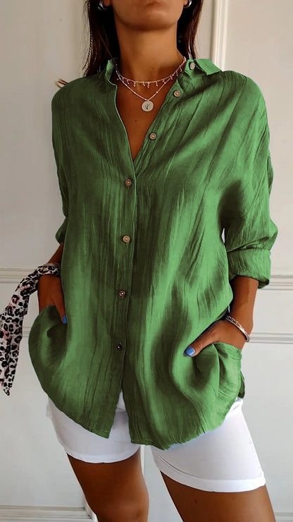 Sasha | Elegant Pleated Vacation Blouse — Summer Essential