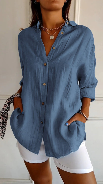 Sasha | Elegant Pleated Vacation Blouse — Summer Essential